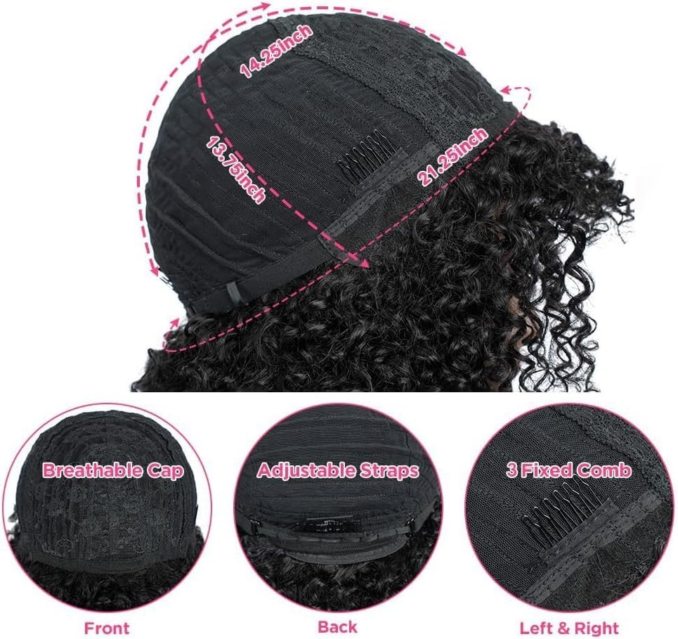 Afro Short wig for Black Women Machine Made Wig Human Hair Glueless Wig