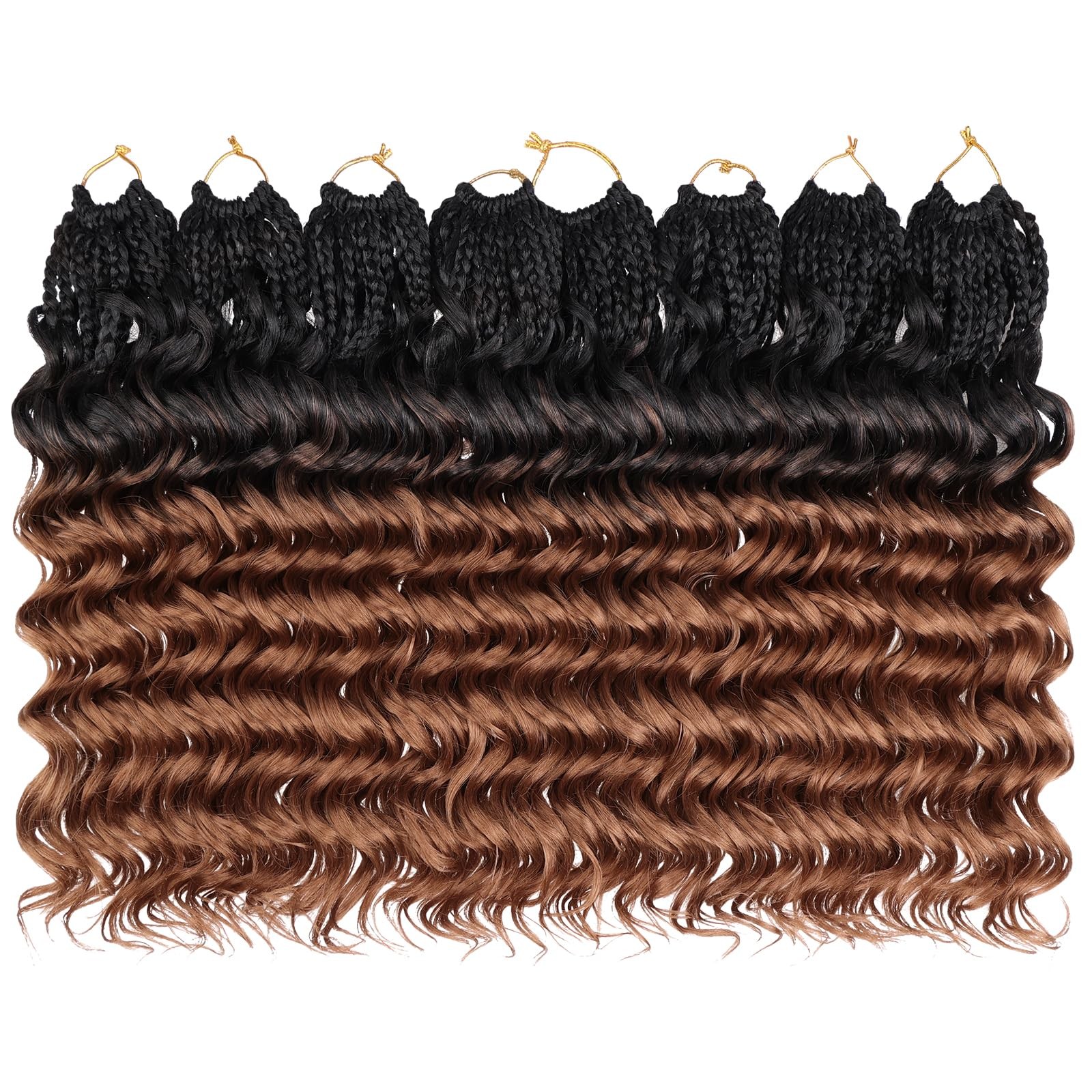 10 Inch 8 Packs Curly Crochet Hair Pre Looped Boho Ocean Wave Crochet Hair Bl…