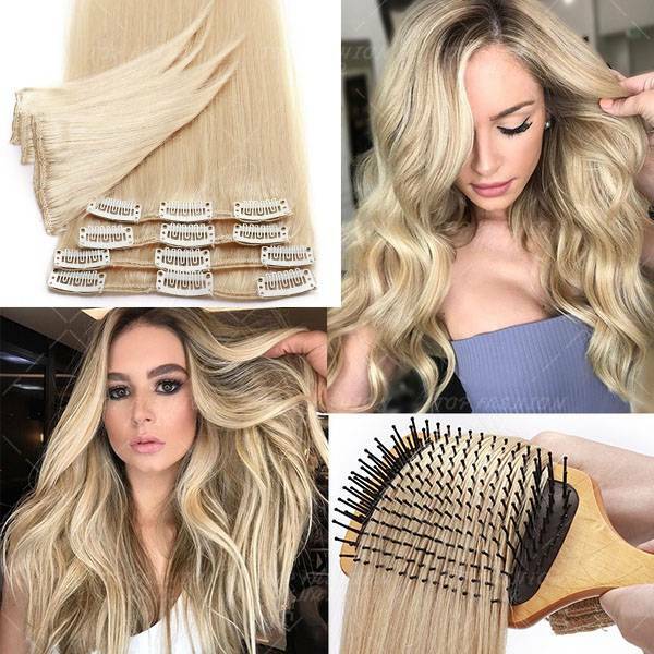CLEARANCE Clip In 100% Real Human Remy Hair Extensions Full Head Highlight LONG