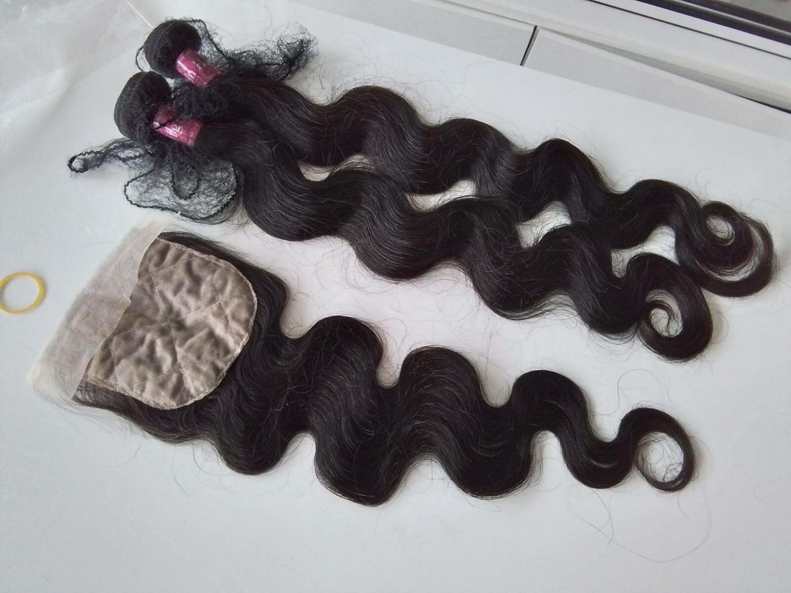 26+28 AND 24INCH 4X4 SILK BASE CLOSURE BRAZILIAN HUMAN HAIR 1b# BODY WAVES 250g