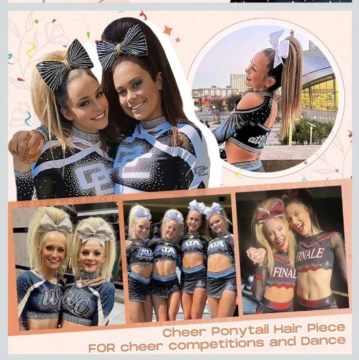 SEIKEA 16” Cheer Ponytail Hair Piece, 100% Ash Blond w/ Highlights Cheerleader