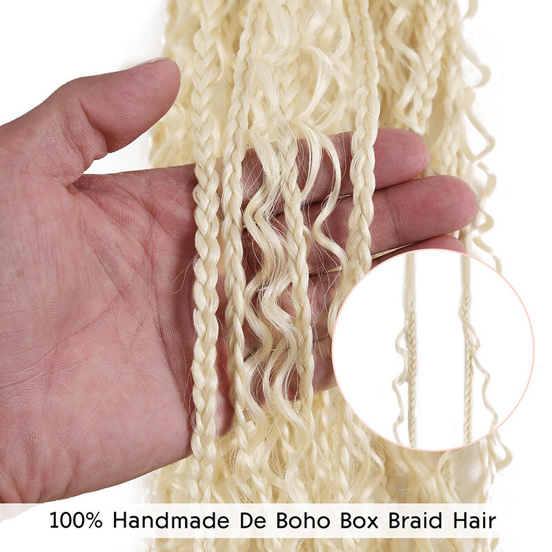 24″ Boho Braids Double Ended Dreadlocks Extension Curly Box Braids Locs DE Dread