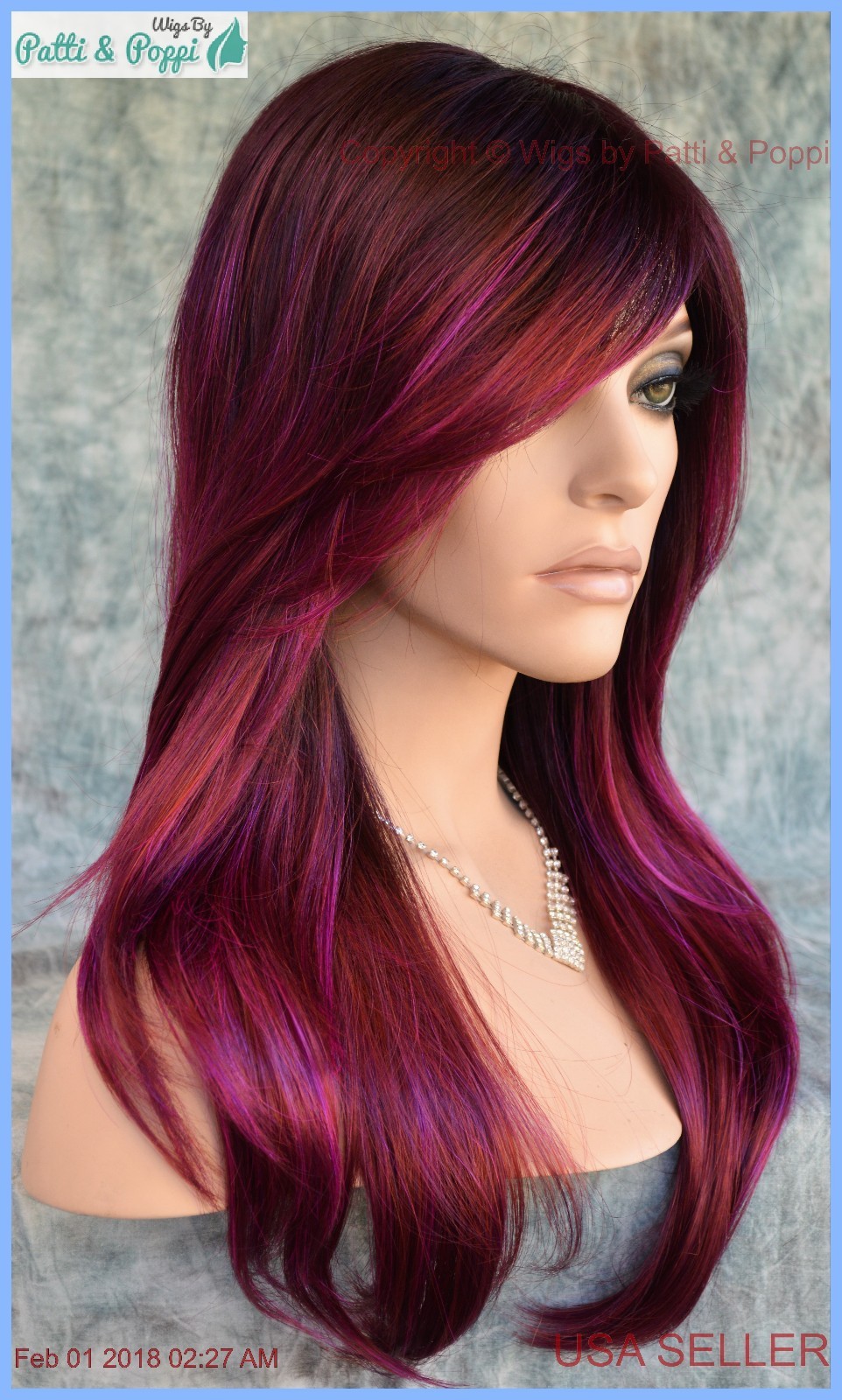 Angelica PM by Noriko Wigs (partial mono) PLUMBERRY JAM Long Sexy AUTHENTIC