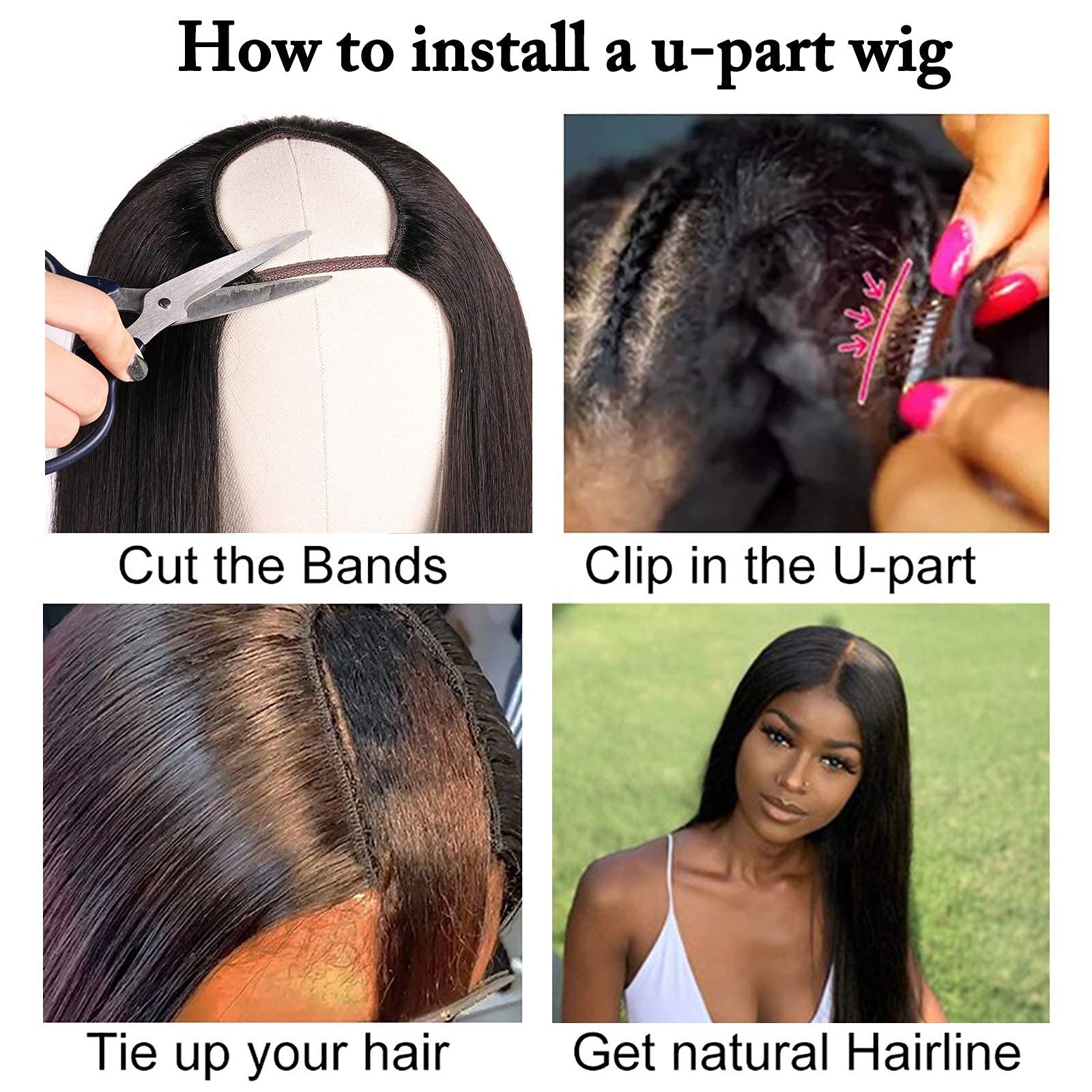 Huarisi Deep Wave Human Hair Wigs Glueless For Women U Part Wig Human Hair No