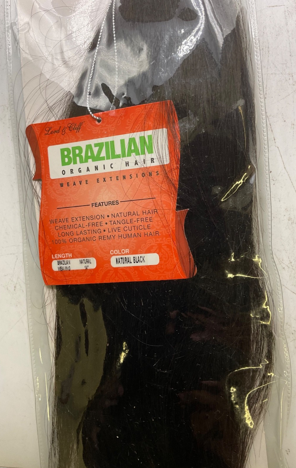 Lord & Cliff Brazilian Organic Hair 100% Raw Brazilian Natural Hair 14″ Nat Blk