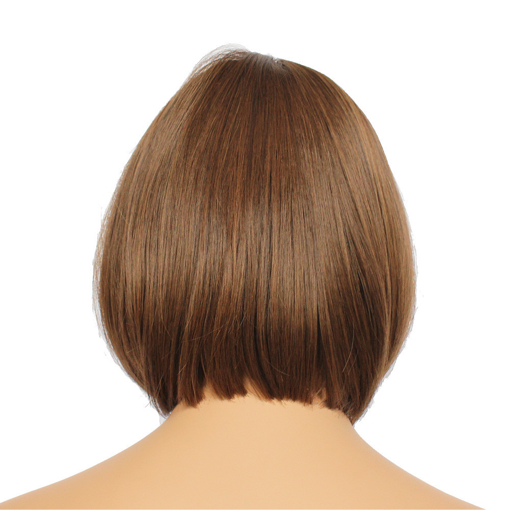 Classic Cap women Synthetic straight Short Medium Brown full wig HengFeng ZP16