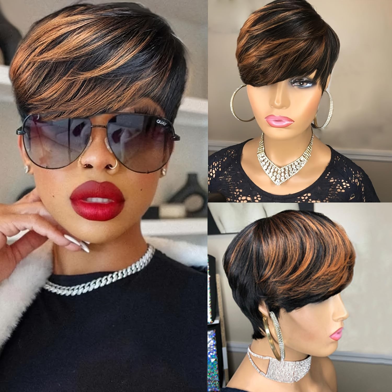 Short Pixie Cut Wig for Women Human Hair Pixie Wig for Black Women Machine Made