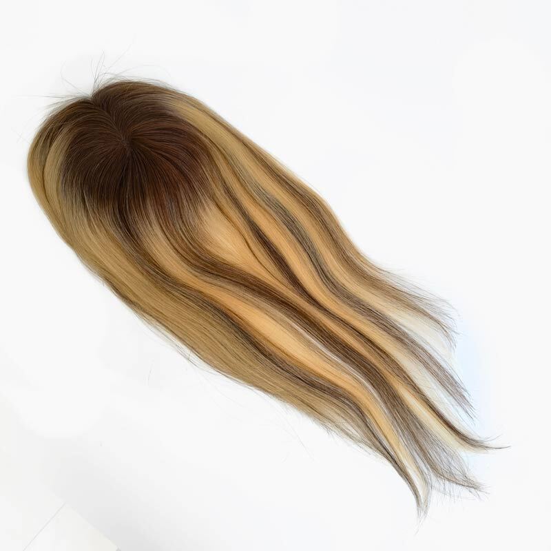 Women’s Clip-on Mono Base Hairpiece Virgin Hair 5” X 3”