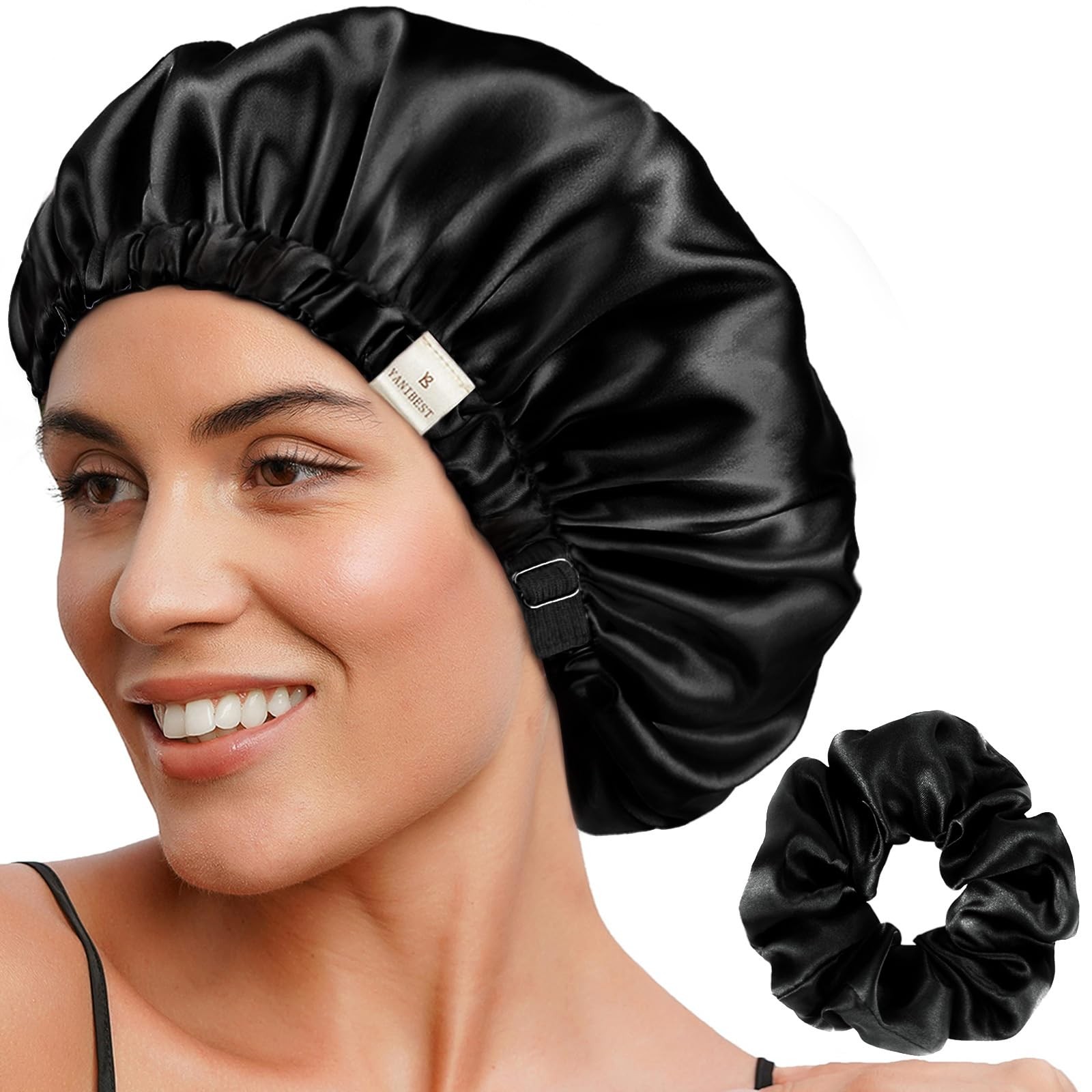 YANIBEST Adjustable Satin Bonnet Double Layer Hair Bonnet for Sleeping Bonnet…