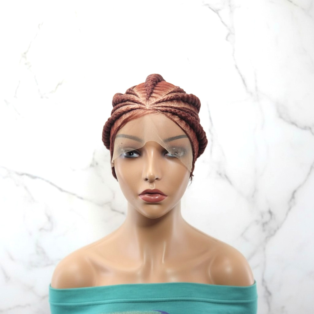 Bun Braided Wig. Natural Brush Cornrow Braids. Full Lace with Baby Hair.