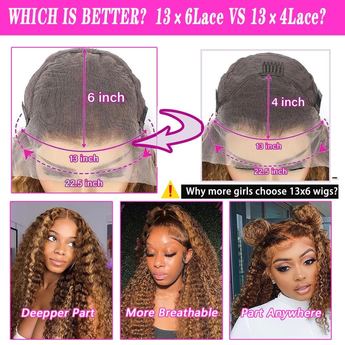 30″ Ombre Lace Front Wig Human Hair 200% Density 13×6 Honey Blonde Deep Wave HD