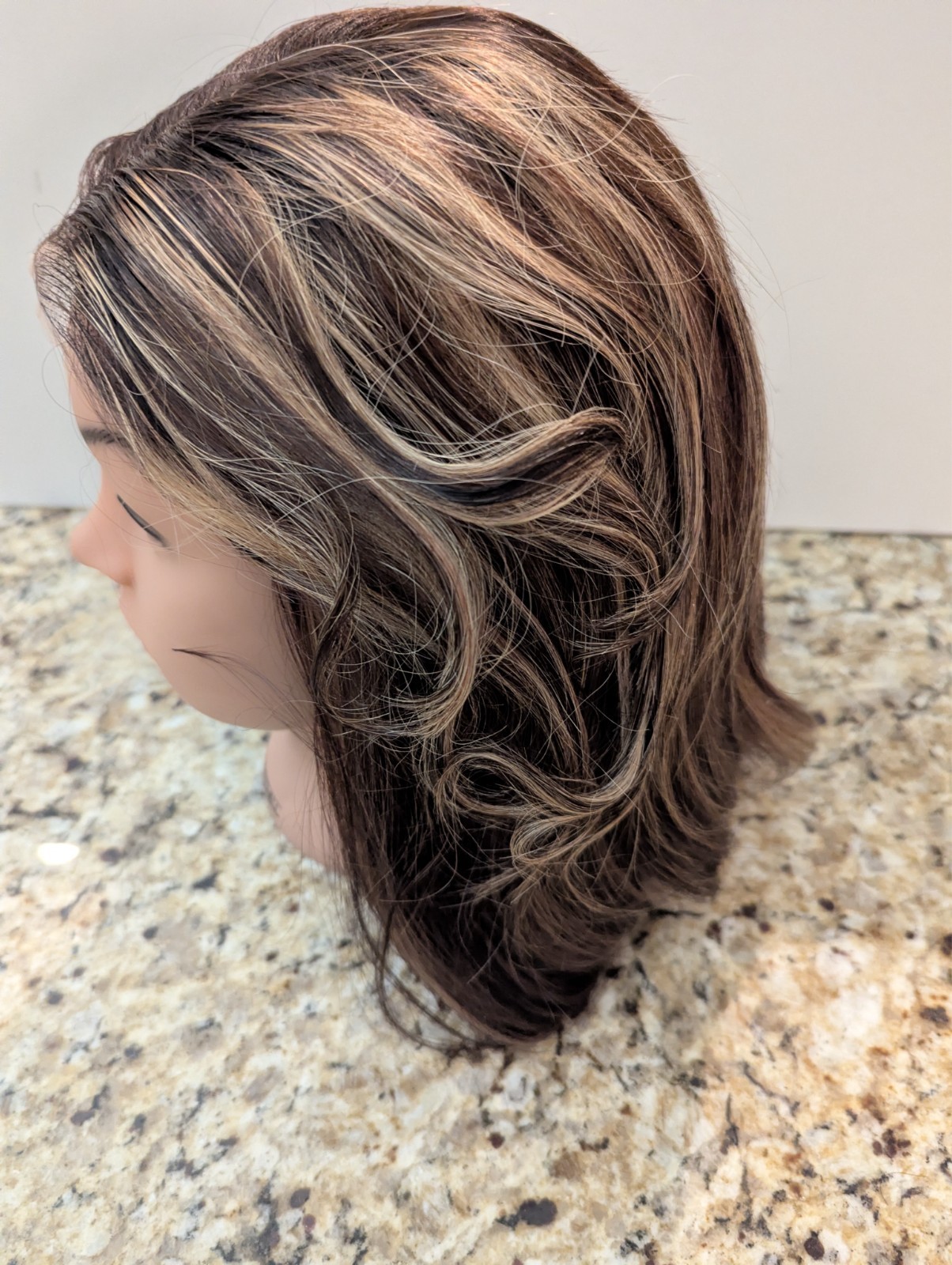 Luvme Women’s 12″ Wavy Layered Wig Lace Glueless Brown with Highlights