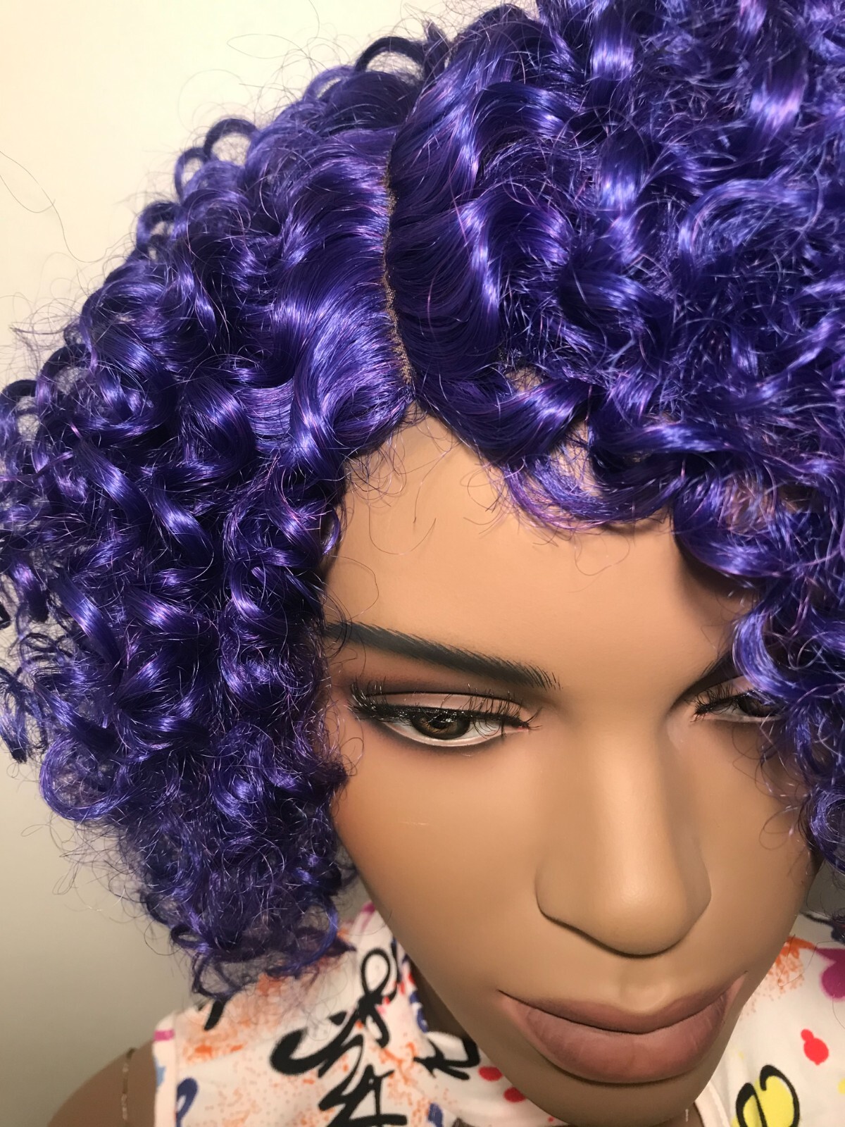 NWT High Temperature Fiber Purple Curly Style Fashion Wig