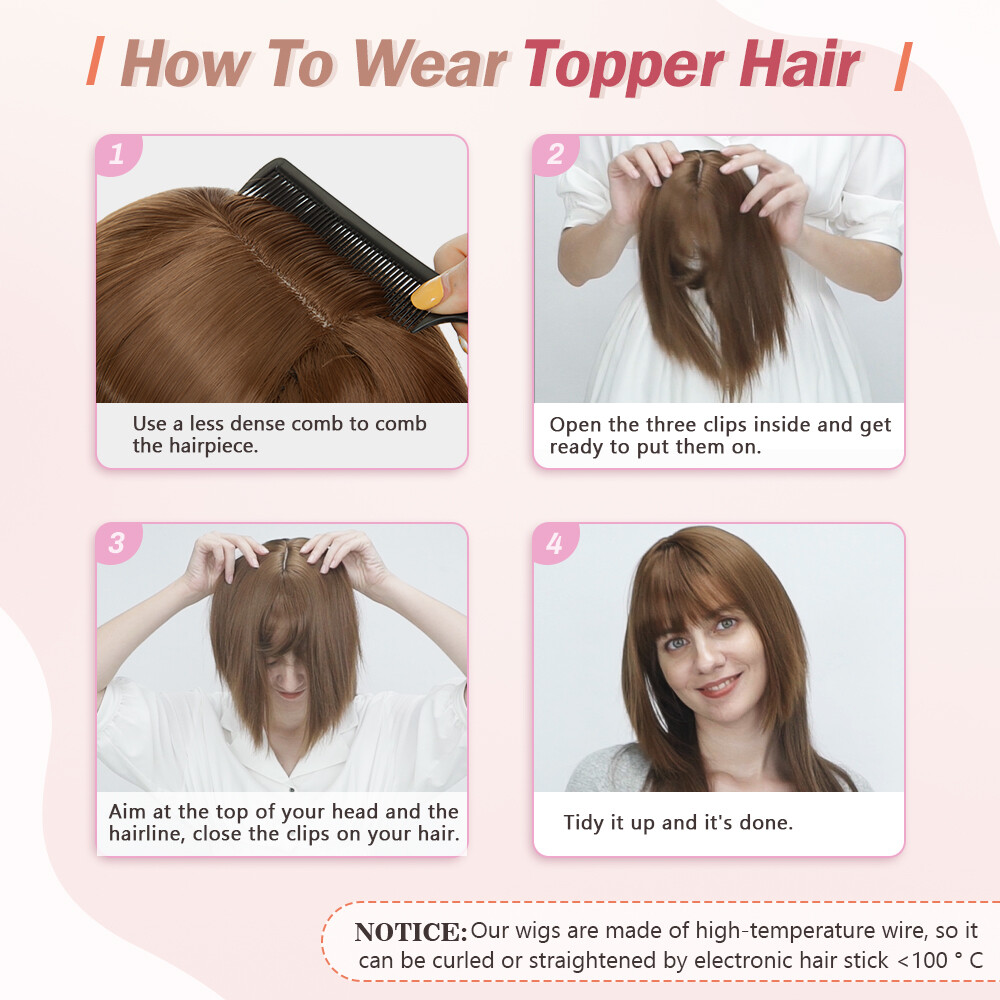 Real as Human Hair Topper Toupee Piece Clip in Top Wig Silk Base Hairpiece USA