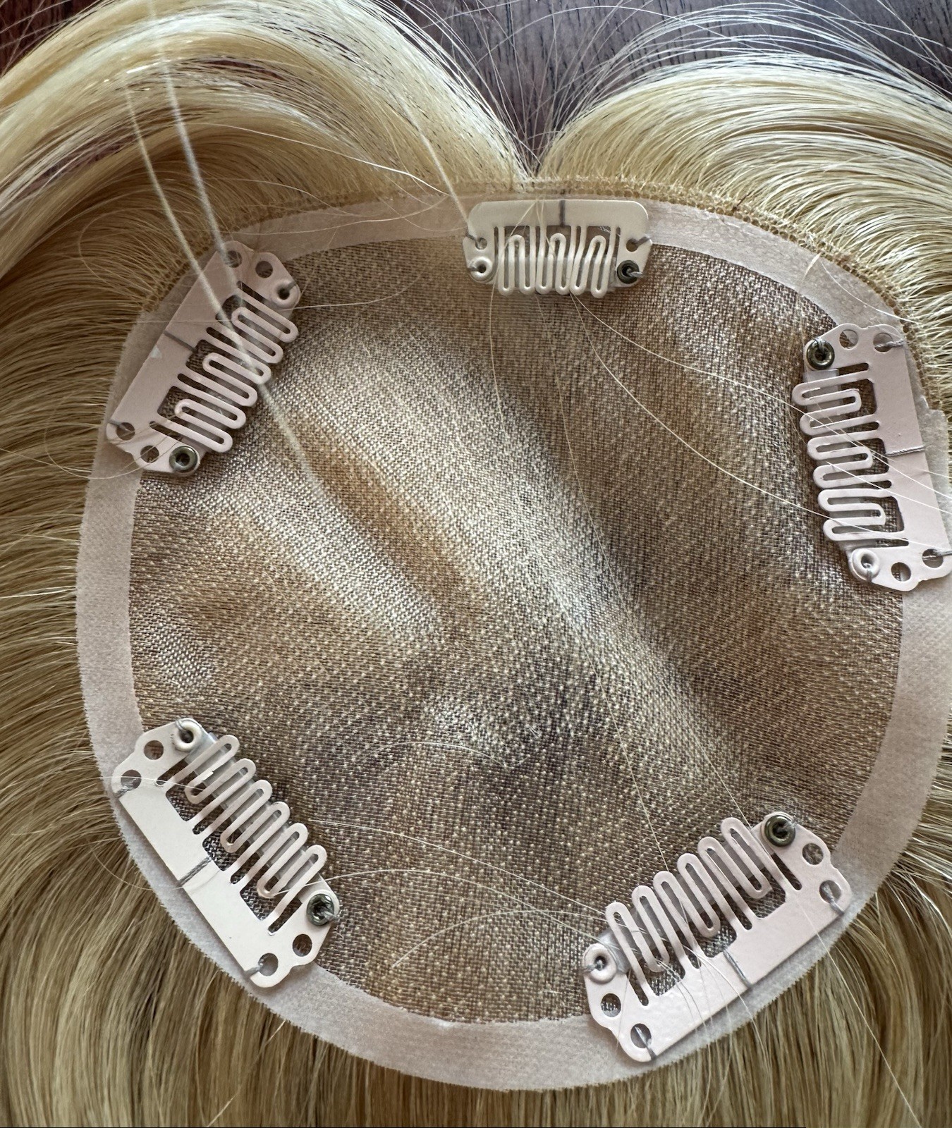 The Hair Shop Human Hair Topper 15” Blonde Highlighted Clip In Hair Piece