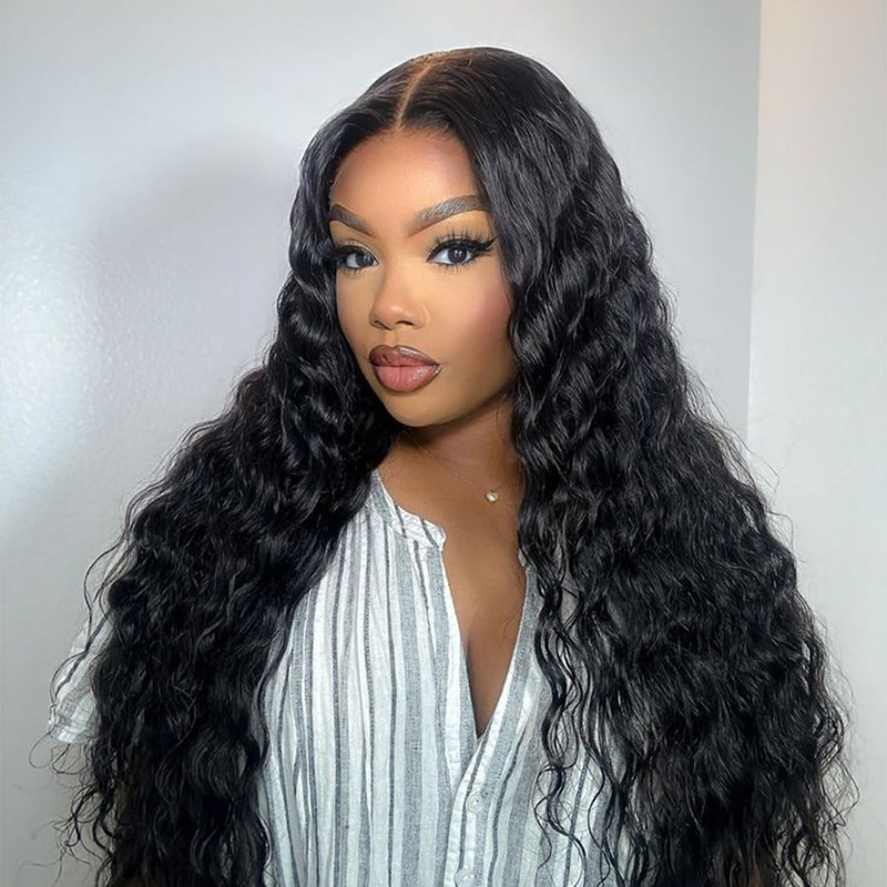 Huarisi Deep Wave Human Hair Wigs Glueless For Women U Part Wig Human Hair No