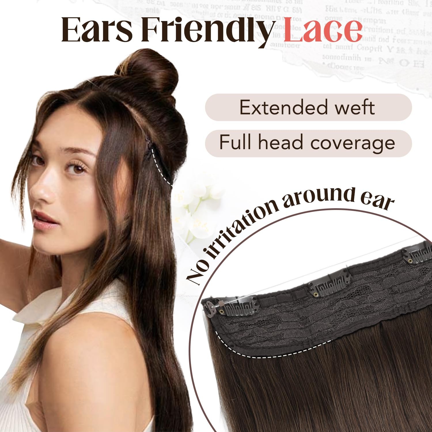 Xdhair Wire Hair Extensions 70G 14 Inch Hairpiece Medium Dark Brown Real Human