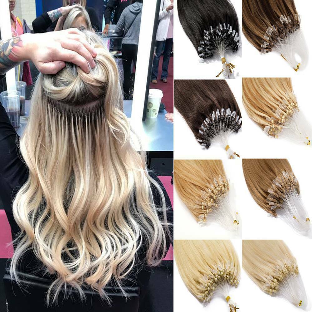 Micro Rings Loop Hair Extensions Micro Bead Link Remy Human Hair Balayage Blonde