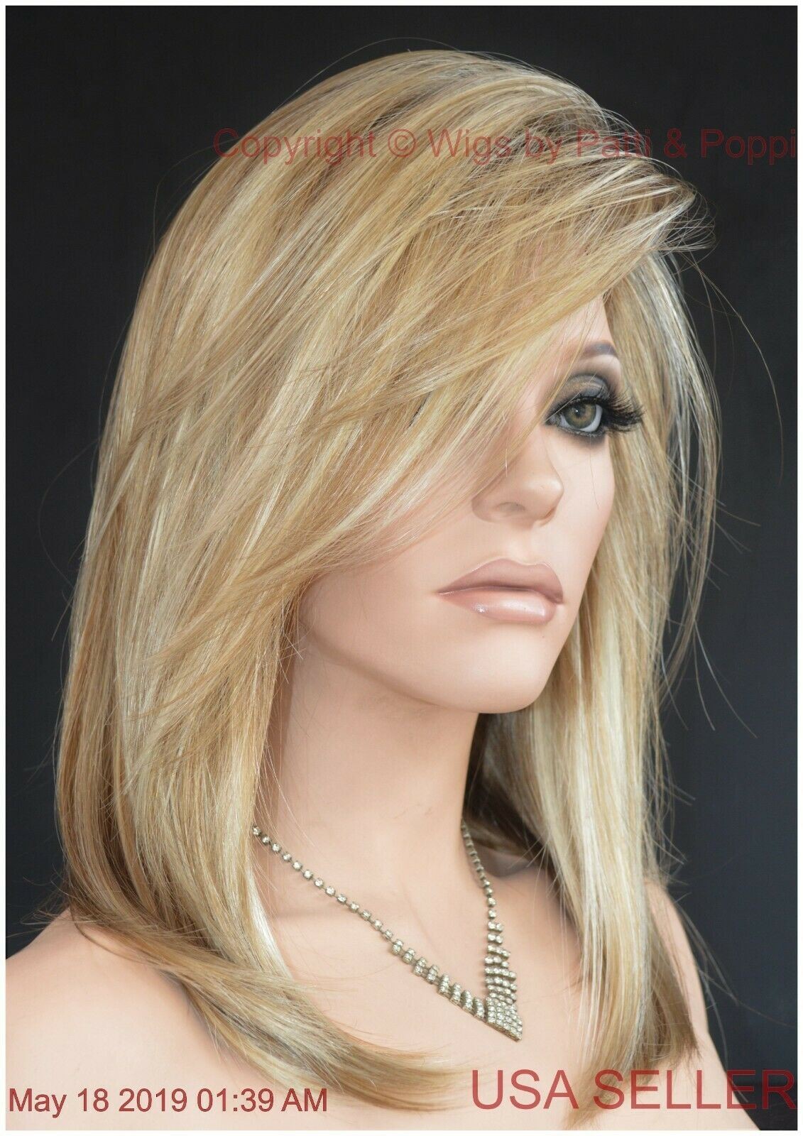 LAINE RENE OF PARIS WIG CREAMY TOFFEE R SLINKY HOT MEDIUM BOB SIDE BANGS