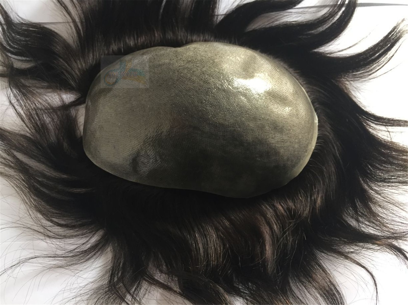 Mens Human Hair Replacement Hairpieces Toupee Poly Skin Lace Center Hair System