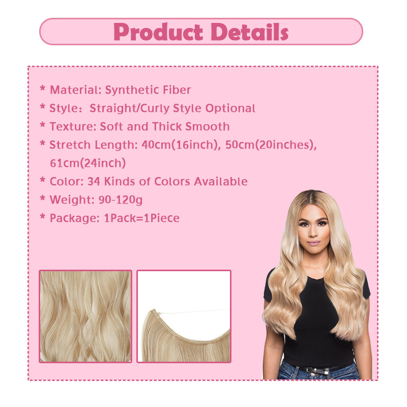 16″~24″ Thick Hidden Secret Wire In Hair Extensions Invisible Hairpiece As Human