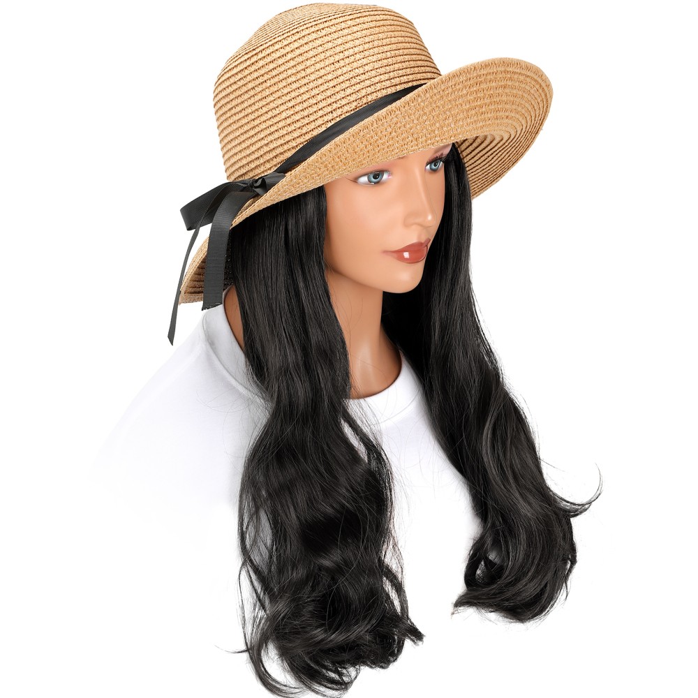 Womens Fisherman Hat for For WIG Long Curly Hair with High Temperature Fiber