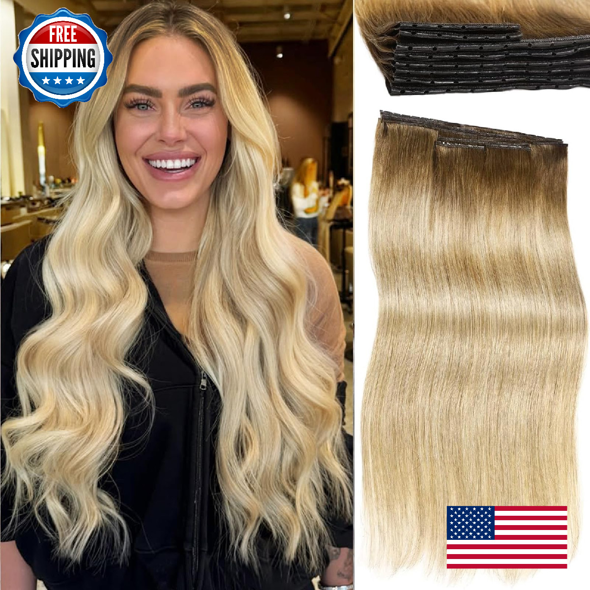 Lady Miranda Ovo Double Weft Hair Extensions Real Human Hair 20 Inch 100G 8Pcs