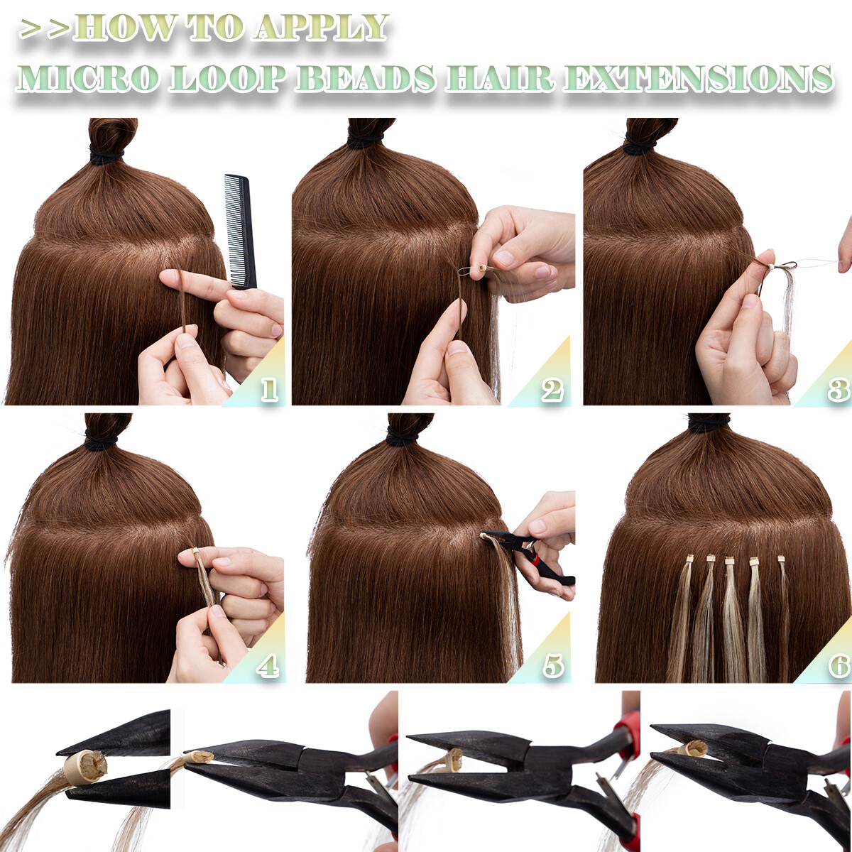 300 Strands Stick Pre Bonded Micro Loop Ring Remy Human Hair Extensions Balayage