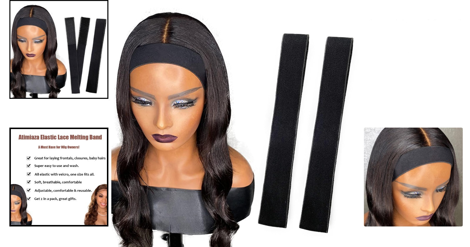 2 Pack Adjustable Elastic Wig Melting Bands for Seamless Lace Application
