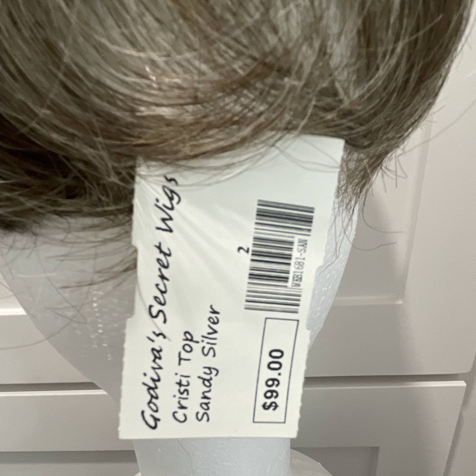 GodivasSecret Wigs Cristi Synthetic Clip-In Topper 8in Straight Layered Silver