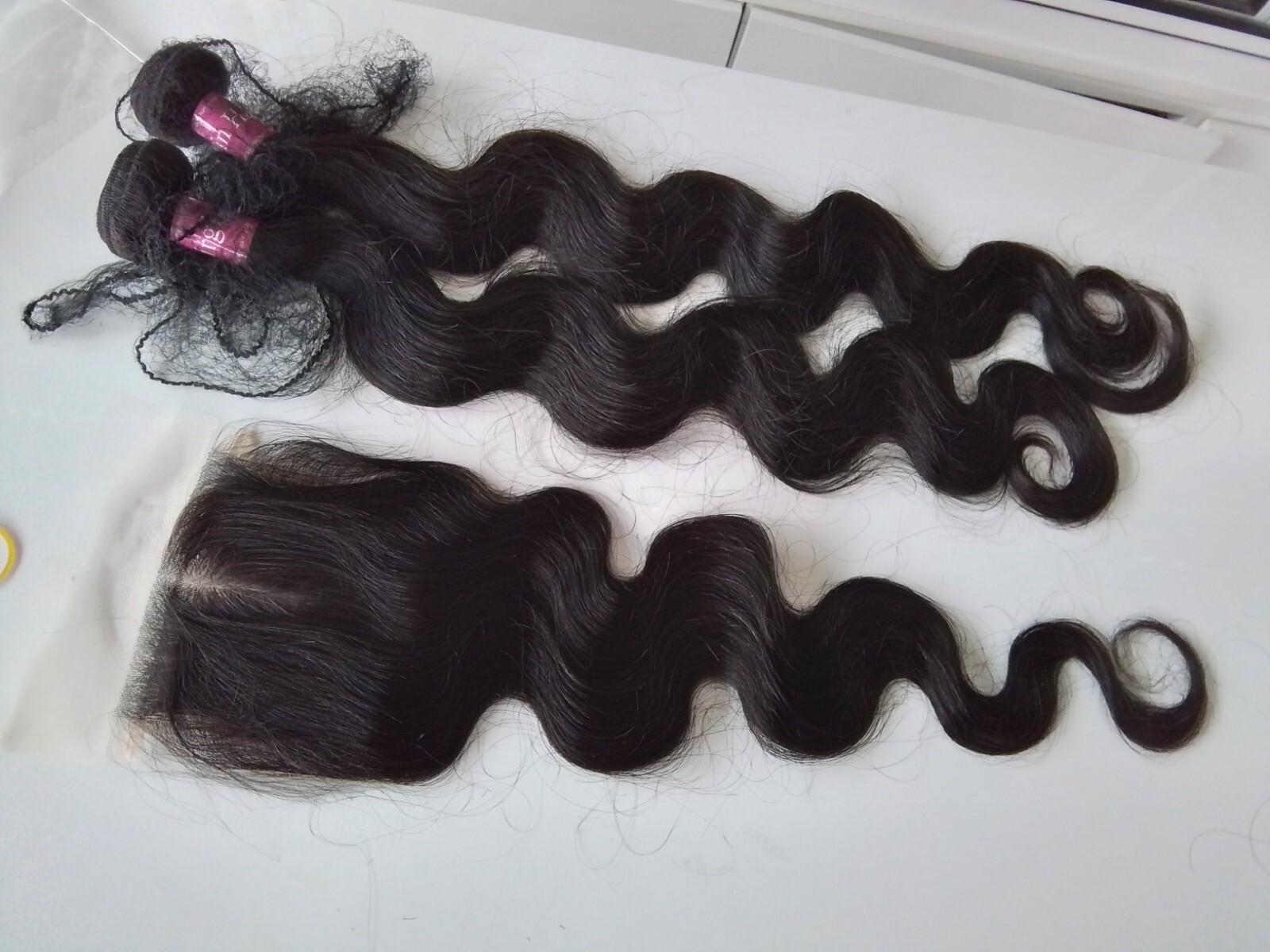 26+28 AND 24INCH 4X4 SILK BASE CLOSURE BRAZILIAN HUMAN HAIR 1b# BODY WAVES 250g