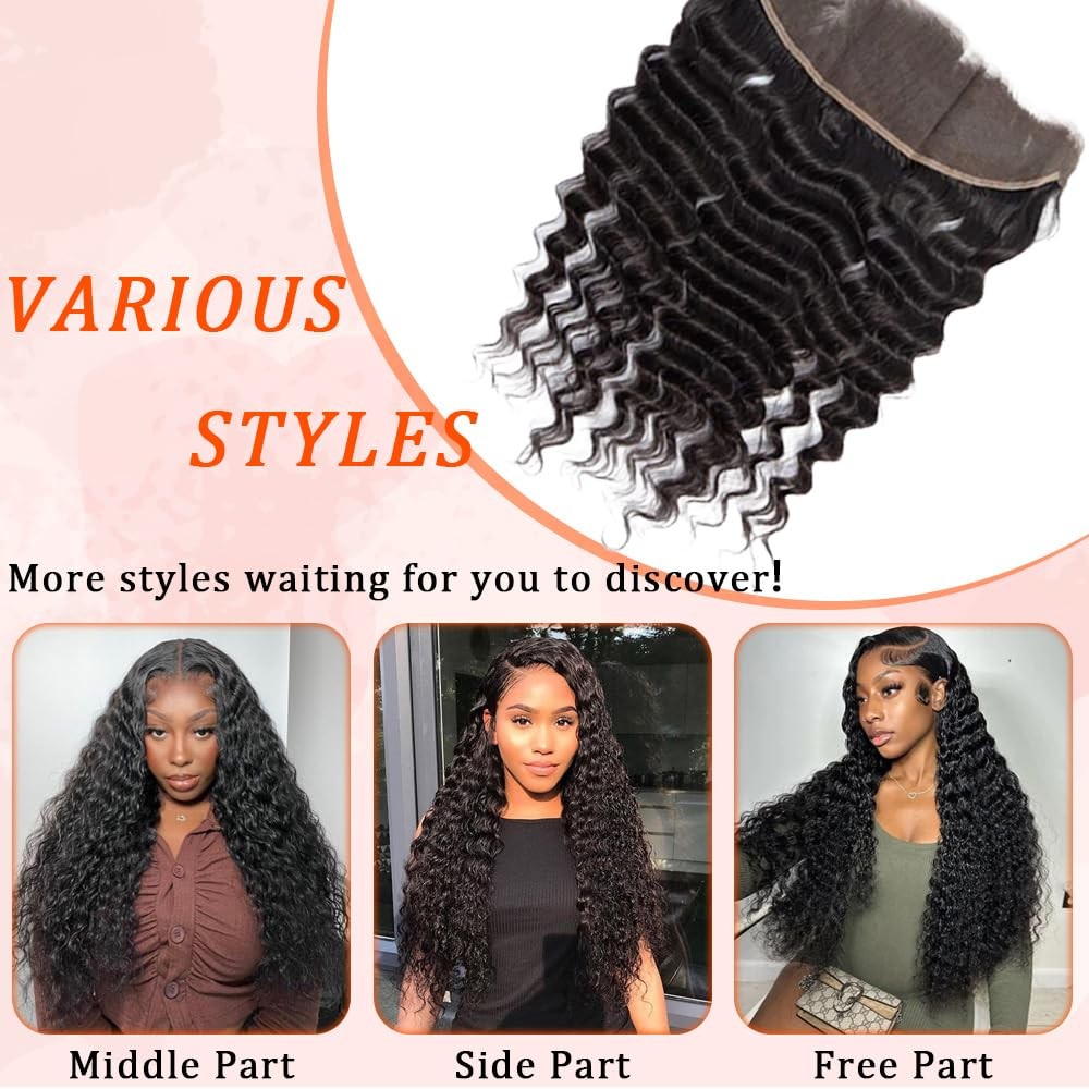 13×4 Lace Frontal Deep Wave 20 Inch 150% Density Unprocessed Brazilian Human Hai