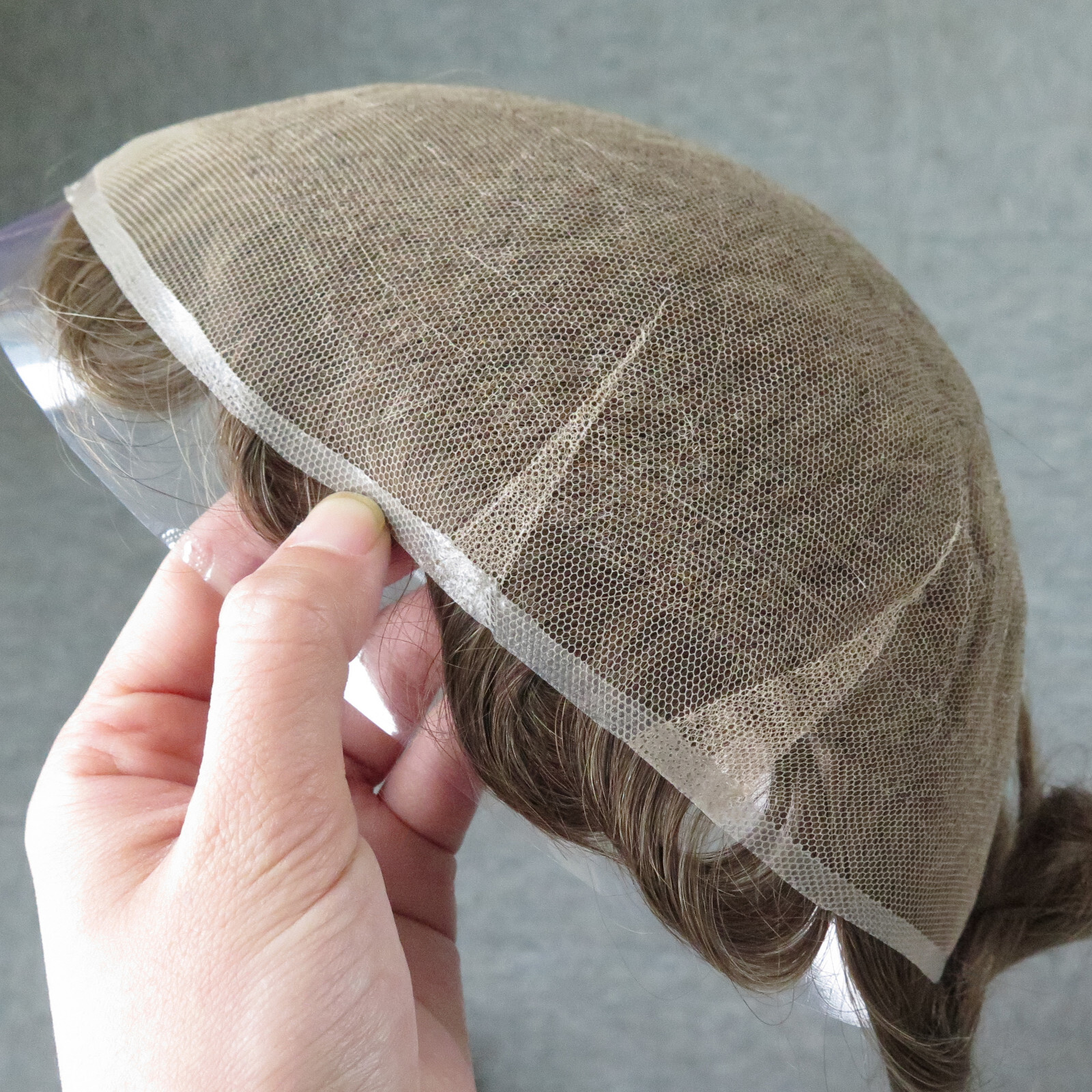 Mens Toupee Swiss Lace Remy Human Hair Systems Medium Blonde Hairpieces #18