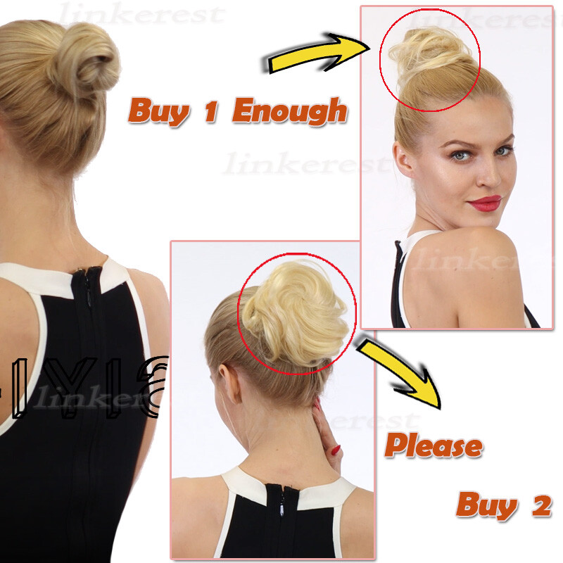 Messy Curly/Straight Bun Hairpiece 100% Remy Human Hair Piece Chignon Scrunchie