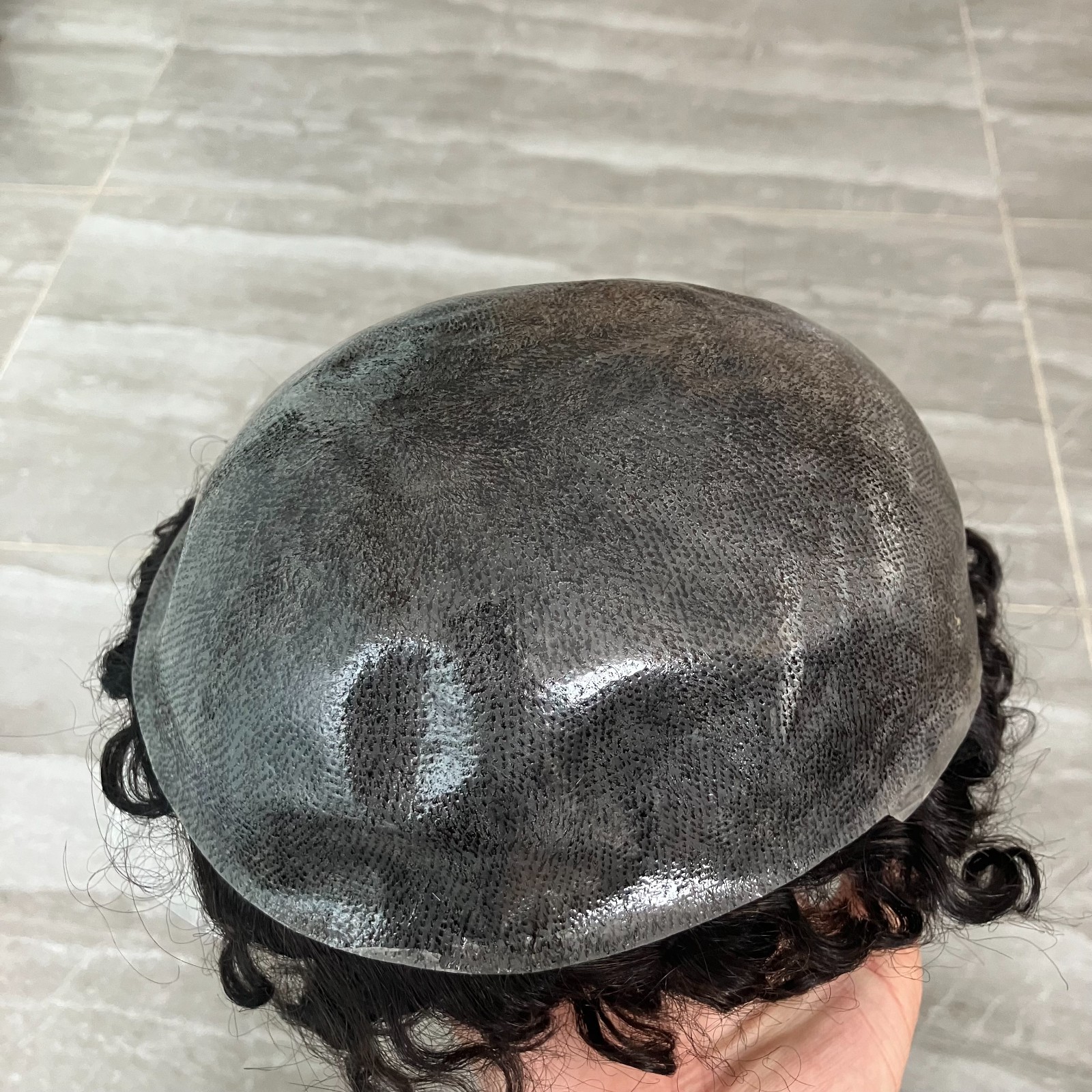 Natural Loose Curl 18mm Curly Men Toupee Durable Thin Skin Full Pu Base Male Wig
