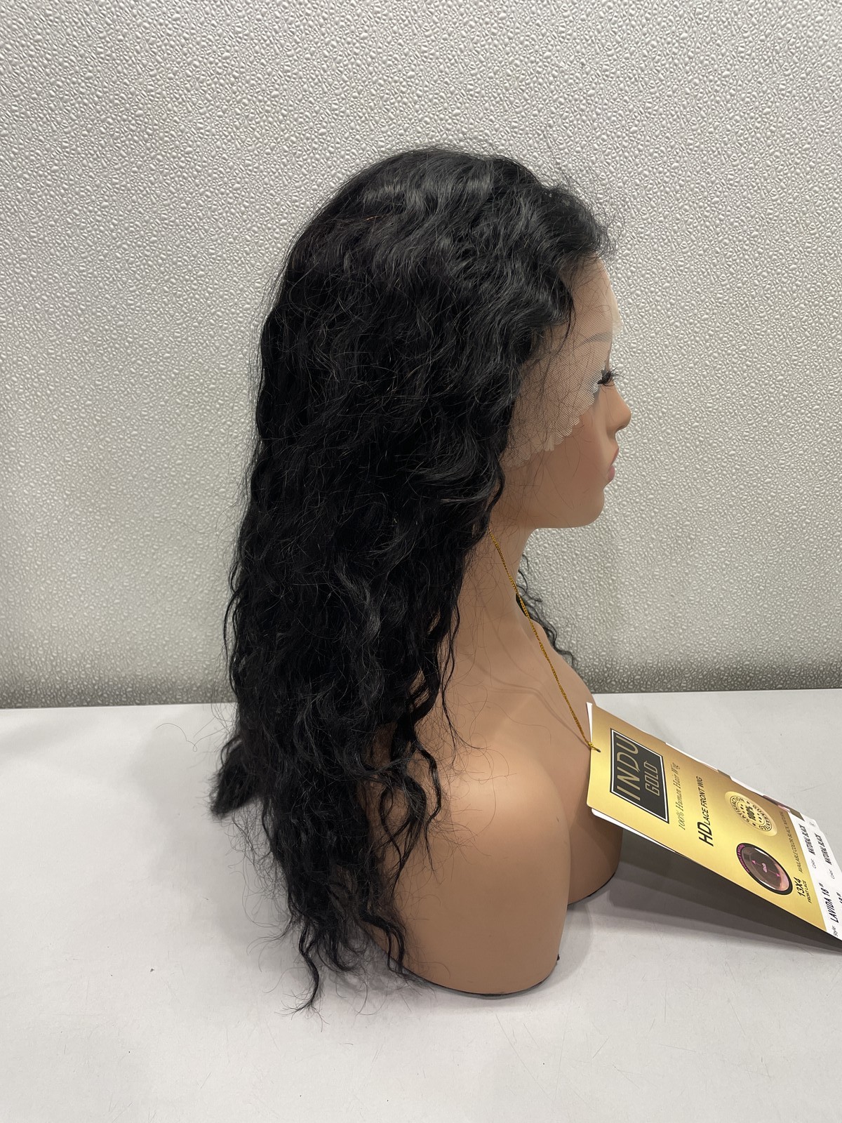 Indu Gold Lavida Natural Black 100% Human Hair Lace Wig, 18″