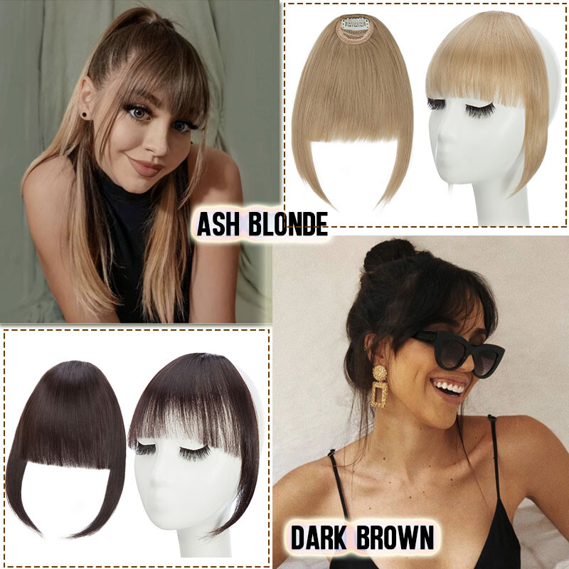 14g French Hair Bangs Clip in Hair Extension Forehead Bangs Hairpieces As Human