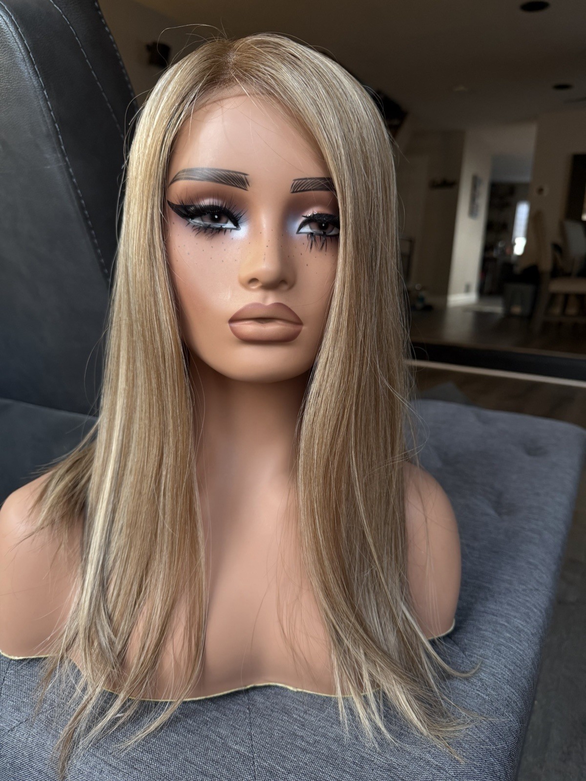 human hair lace Top European Hand tied Wig 18 Inches Size Small