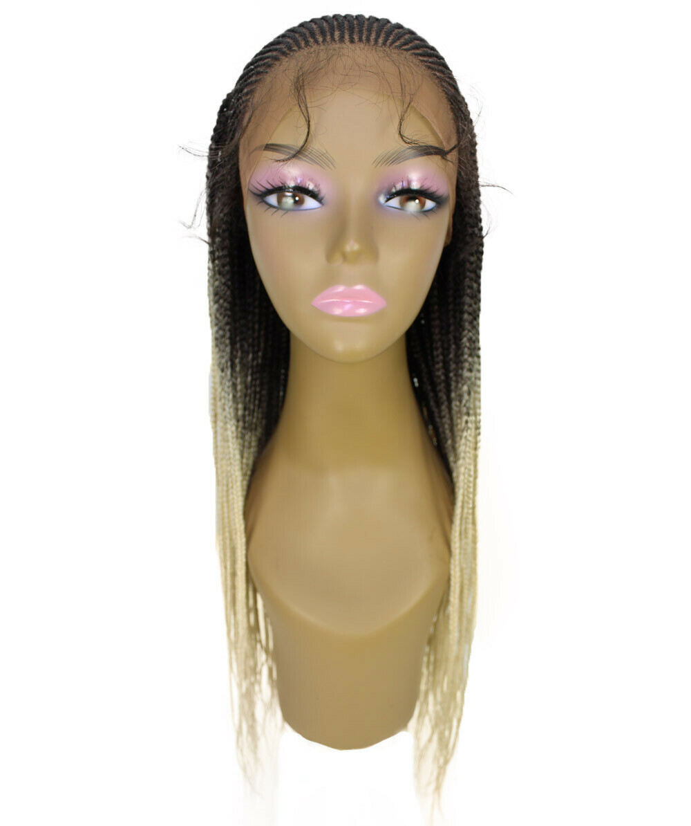 LUXLUXE Kim Straight 31.5″Long 12X5 Hand-Tied Lace Braided,Black to Blonde Ombre