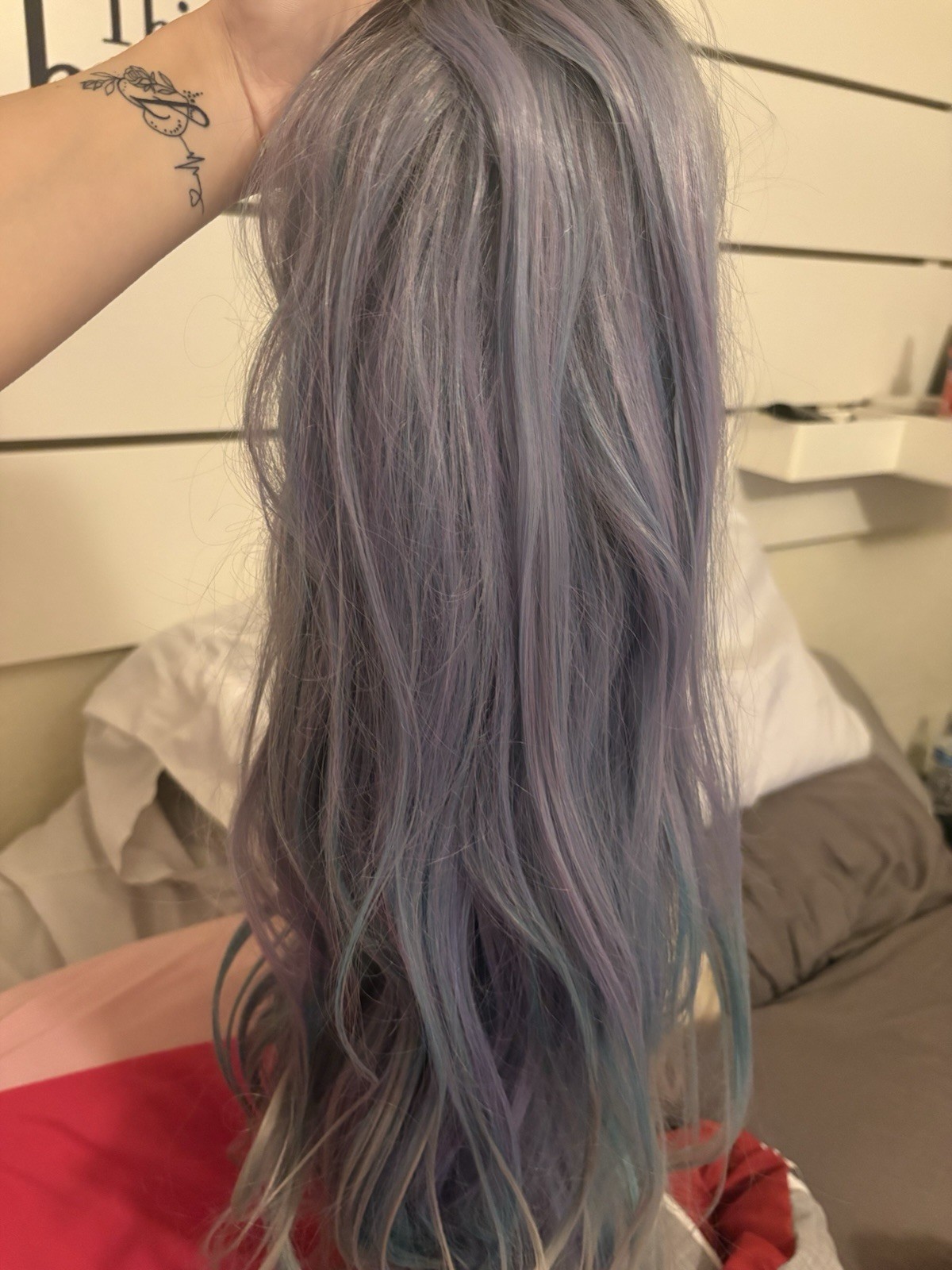 Wavy Colored Wig Pink Purple Blue Black Ombre Fashion