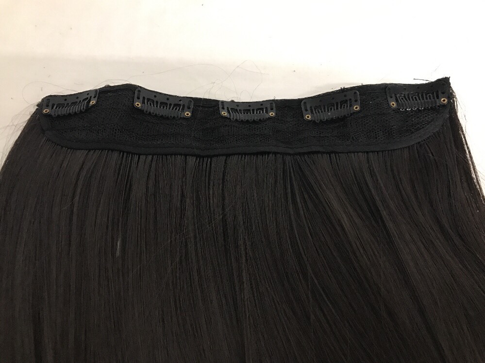 ONE PIECE 23″ CLIP IN STRAIGHT HAIR EXTENSION SYN HAIR PIECE DUSK BROWN NEW $74
