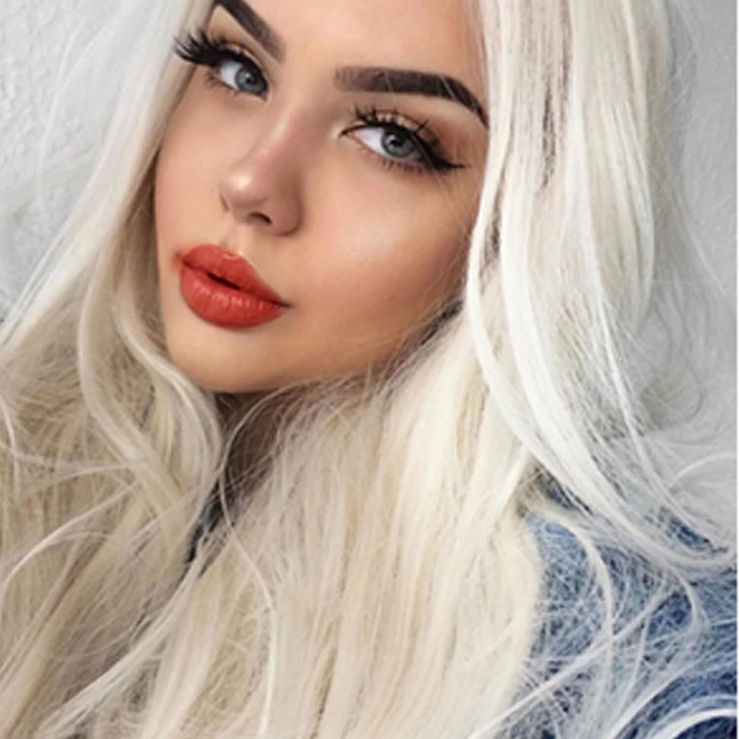 Platinum Blonde 24inch Straight Lace Front Wigs Synthetic Heat Safe for Cospaly