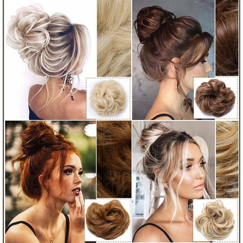 Natural Small Hair Scrunchie Wrap Hairpiece Curly Messy Bun Updo Hair Extensions