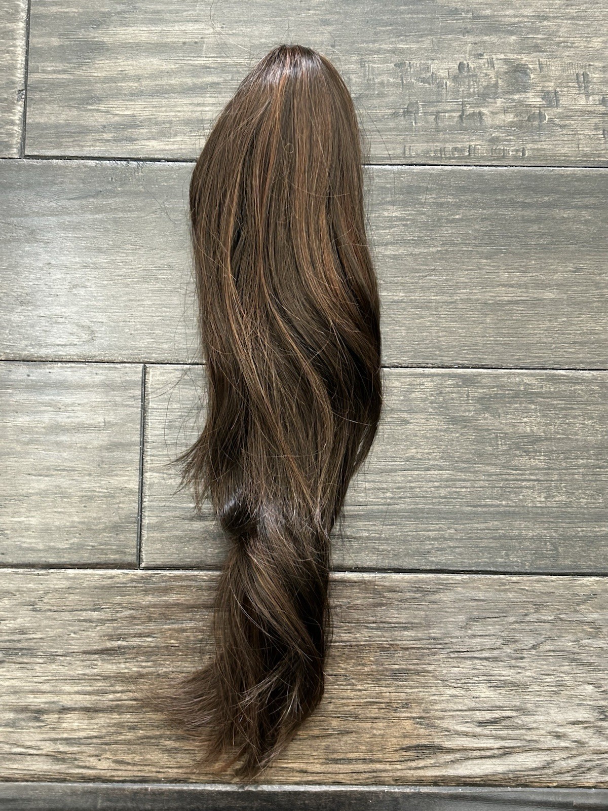 Synthetic Claw Clip Pony Tail 17” Long Medium Brown Brunette