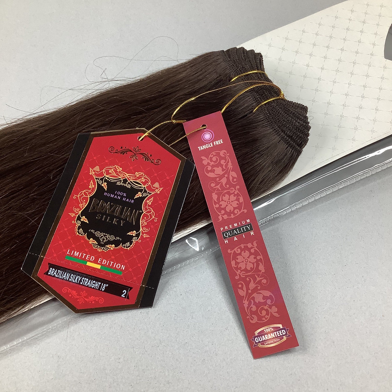 18” #2 Darkest Ash Brown Brazilian Silky Straight 100% Human Hair Extensions