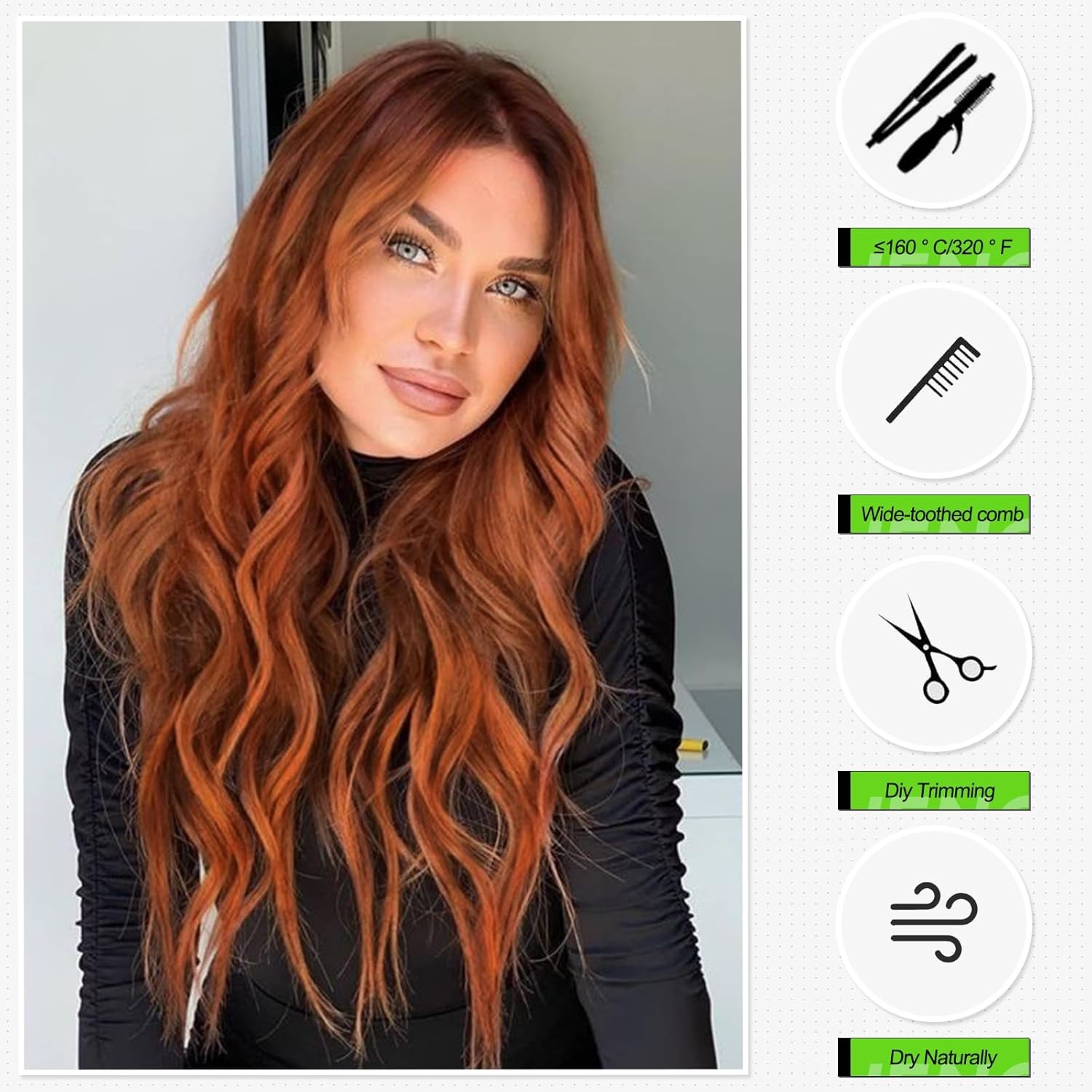 starluck Long Ombre Auburn Wavy Wig for Women 26 Inch Middle 26 Inch,