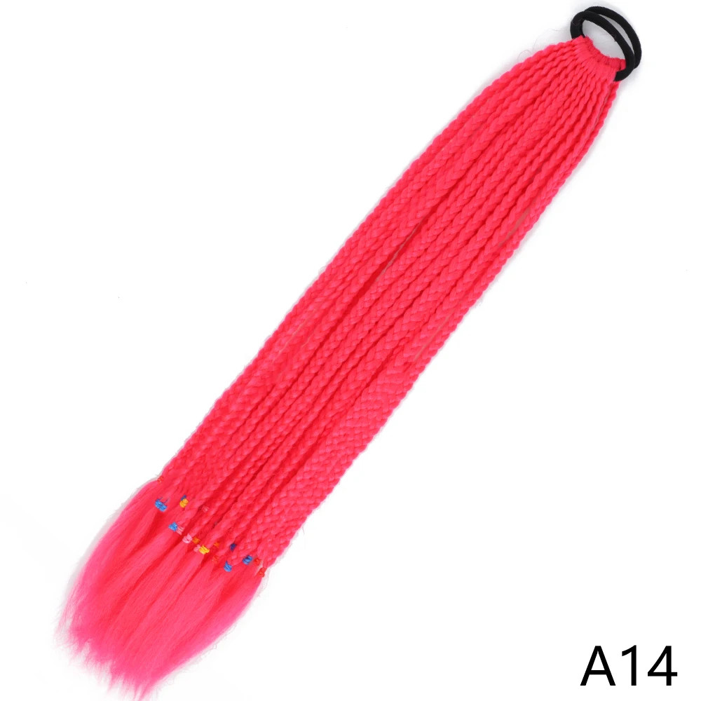 60CM Synthetic Gradient Color Dirty Braided Ponytail Hair Extensions For Girls