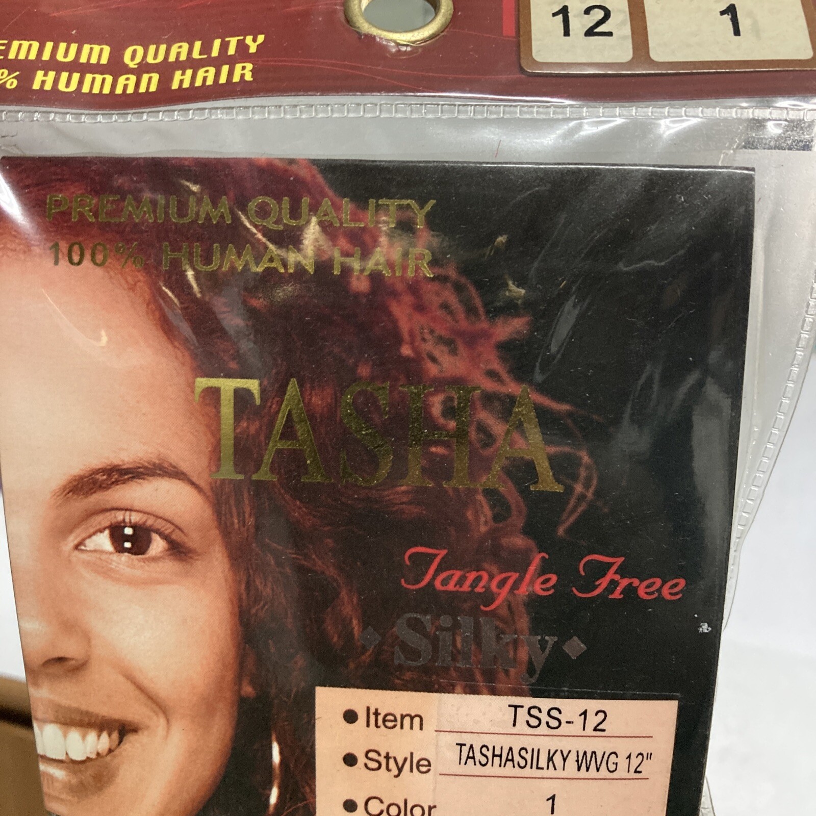 1 Pack 12″ TASHA Premium Quality 100% Human Silky Weave Extension Hair Color # 1