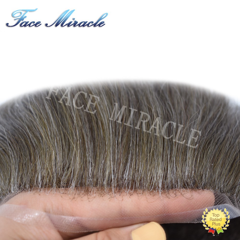 Mens Toupee Human Hairpiece Full French Lace Toupee for Men Hair Replacement Wig
