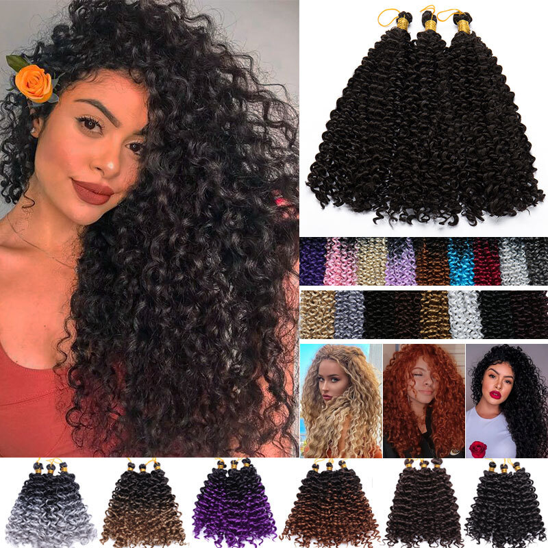 Women Deep Water Wave Crochet Braids Twist Hair Extension Afro Curly Kinky Hair